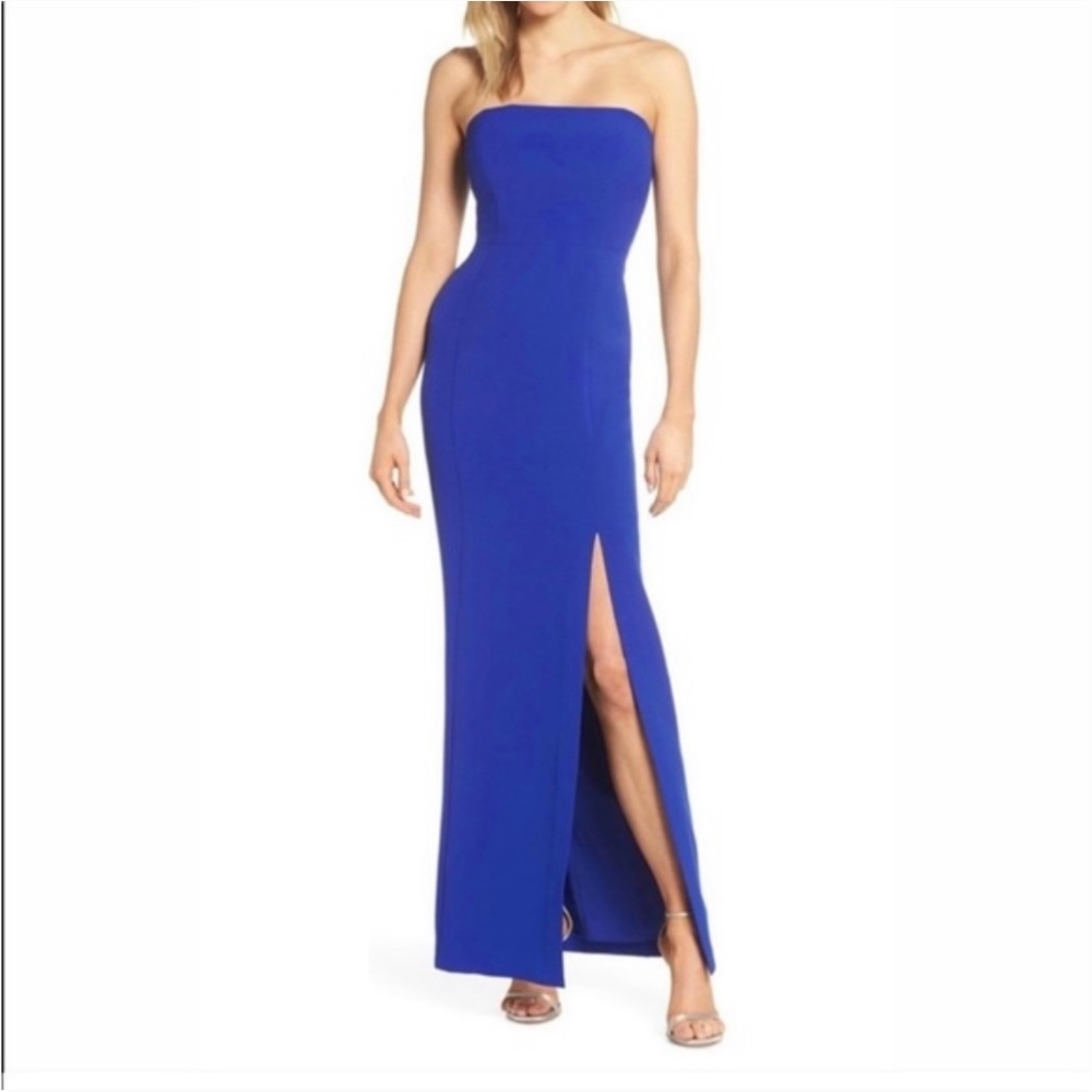 Eliza J Strapless Dress- Crepe Blue